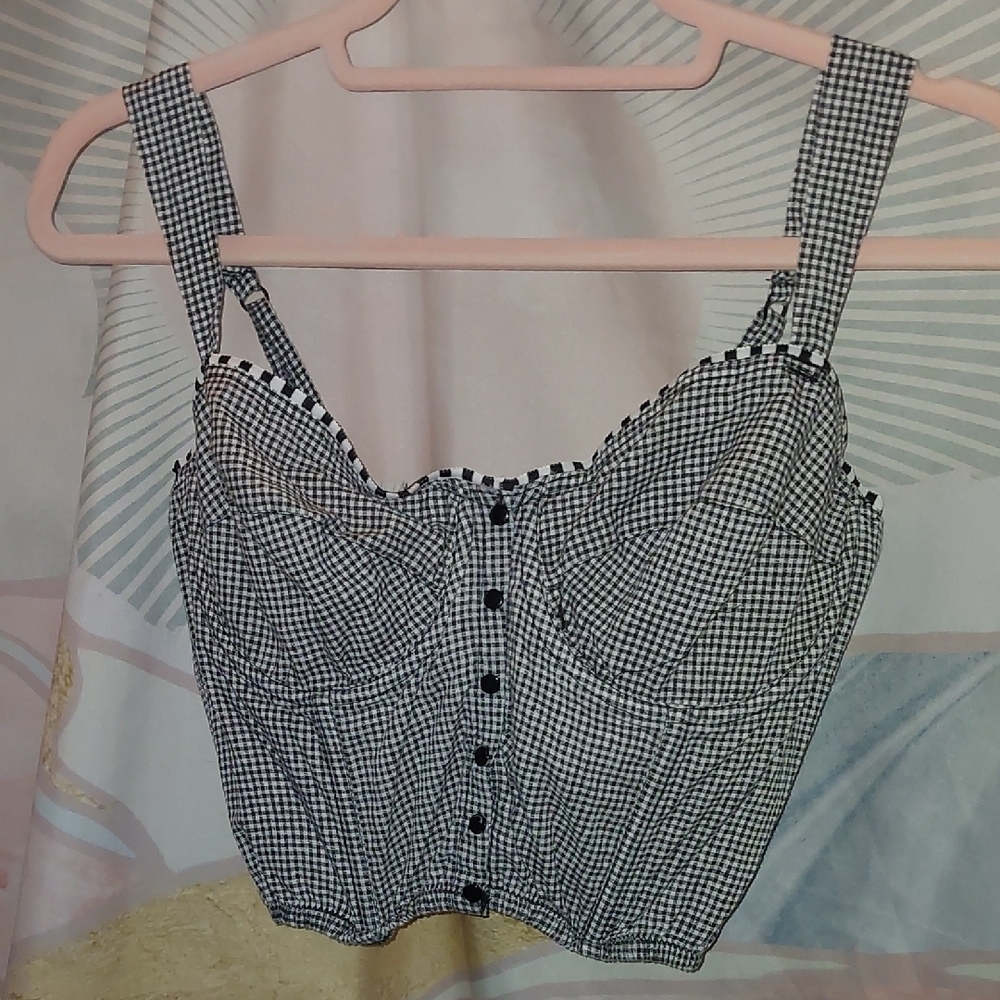 Black and White Checkered Women's Top
